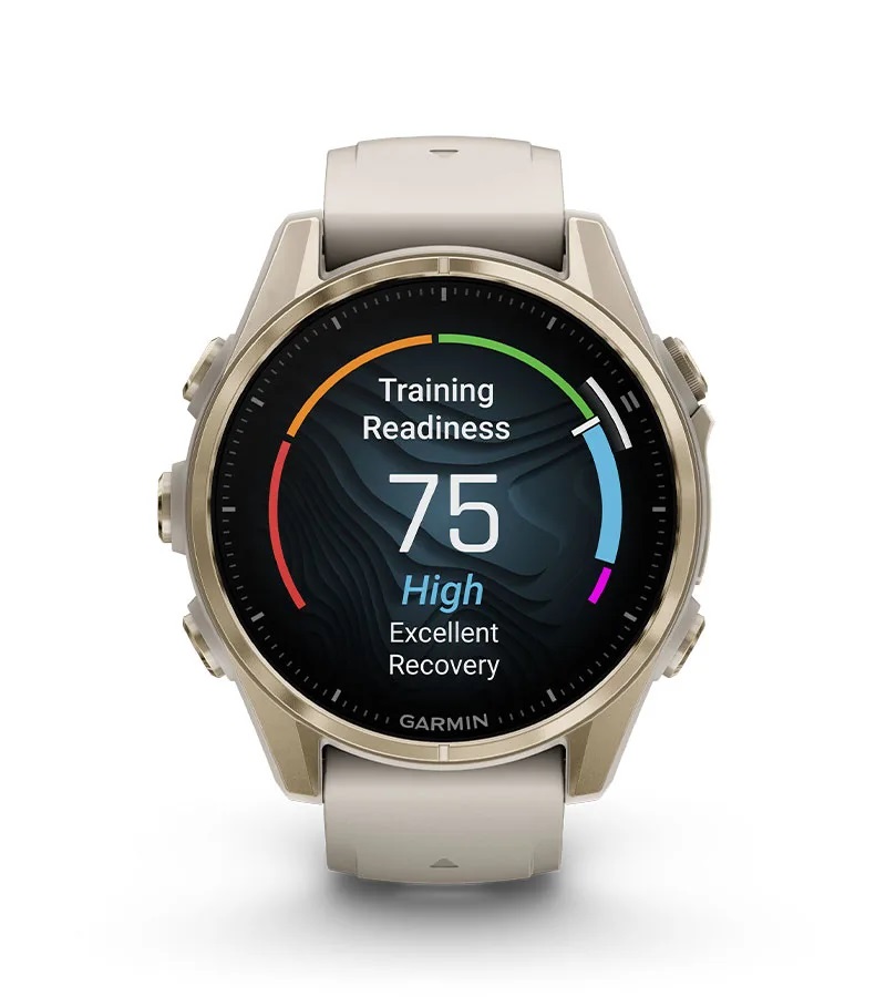 Умные часы Garmin Fenix 8, 43 мм, AMOLED, Sapphire soft gold stainless steel with fog gray leather band plus fog gray/dark sandstone silicone band